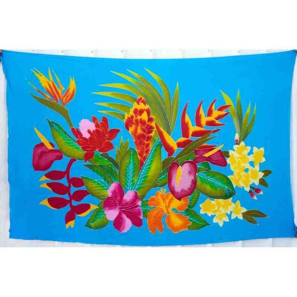 KD360 Floral Batik Hand Painted Plus Batwing VNeck Kaftan Dolman Women Dress - Picture 3 of 3